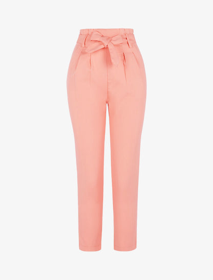 Pantalon taille haute à plis permanents - rose - 4