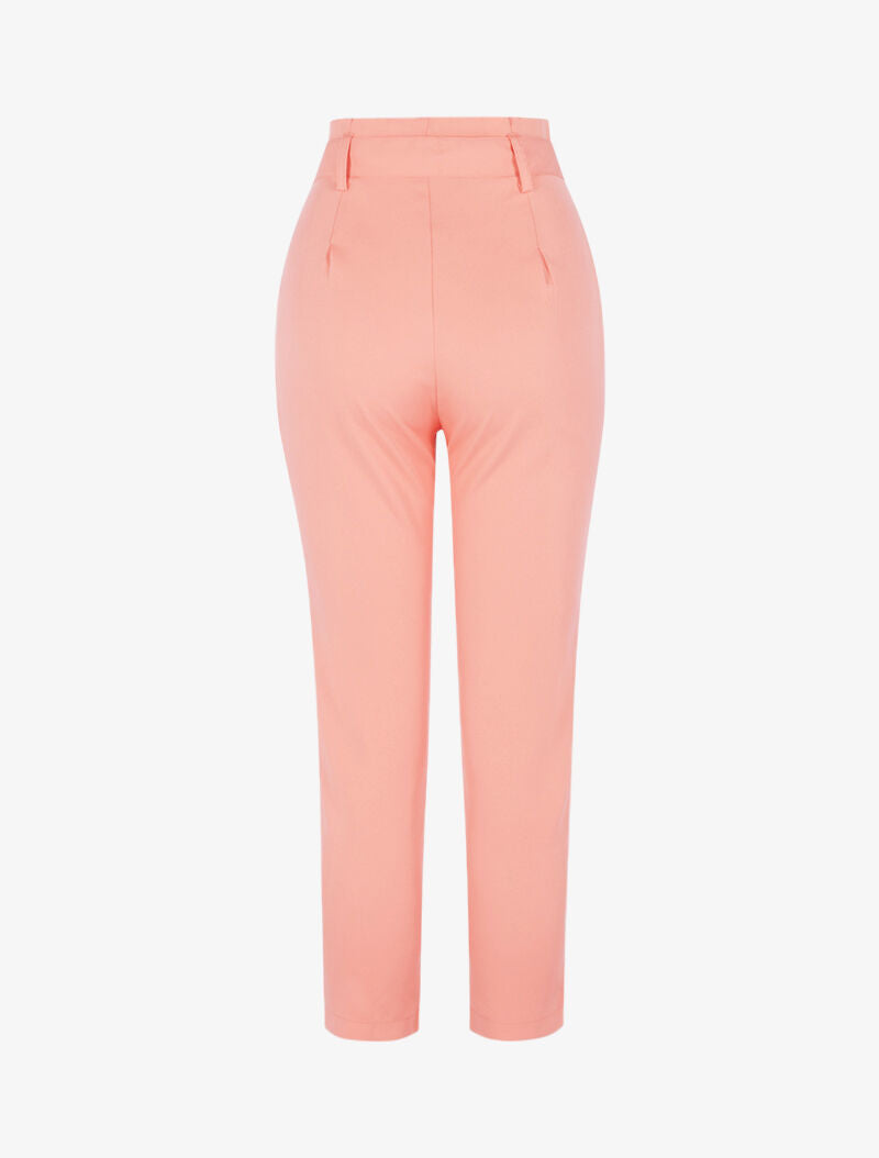 Pantalon taille haute à plis permanents - rose - 5