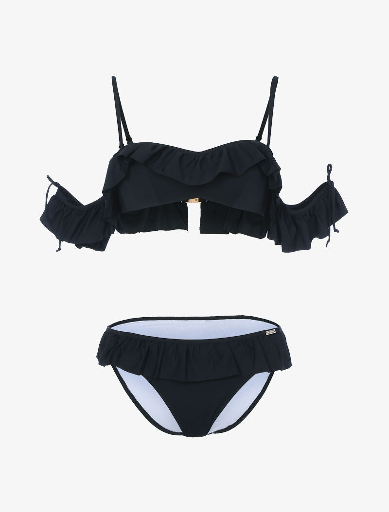 Bikini balconnet volanté - noir - 1
