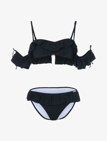 Bikini balconnet volanté - noir - 1