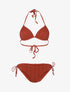 Bikini triangle à doublure ajourée graphique - rouge brique - 3