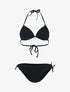 Bikini triangle à doublure ajourée graphique - noir - 3