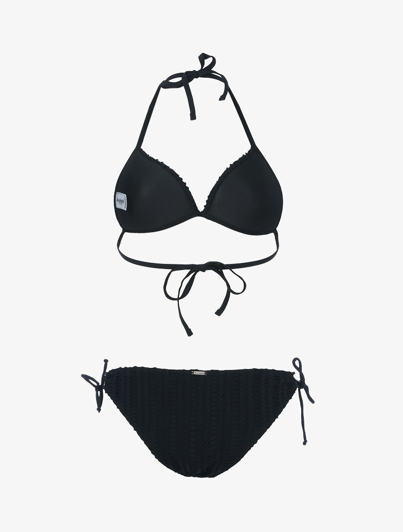 Bikini triangle à doublure ajourée graphique - noir - 2