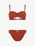 Bikini à balconnet à doublure ajourée graphique - rouge brique - 1