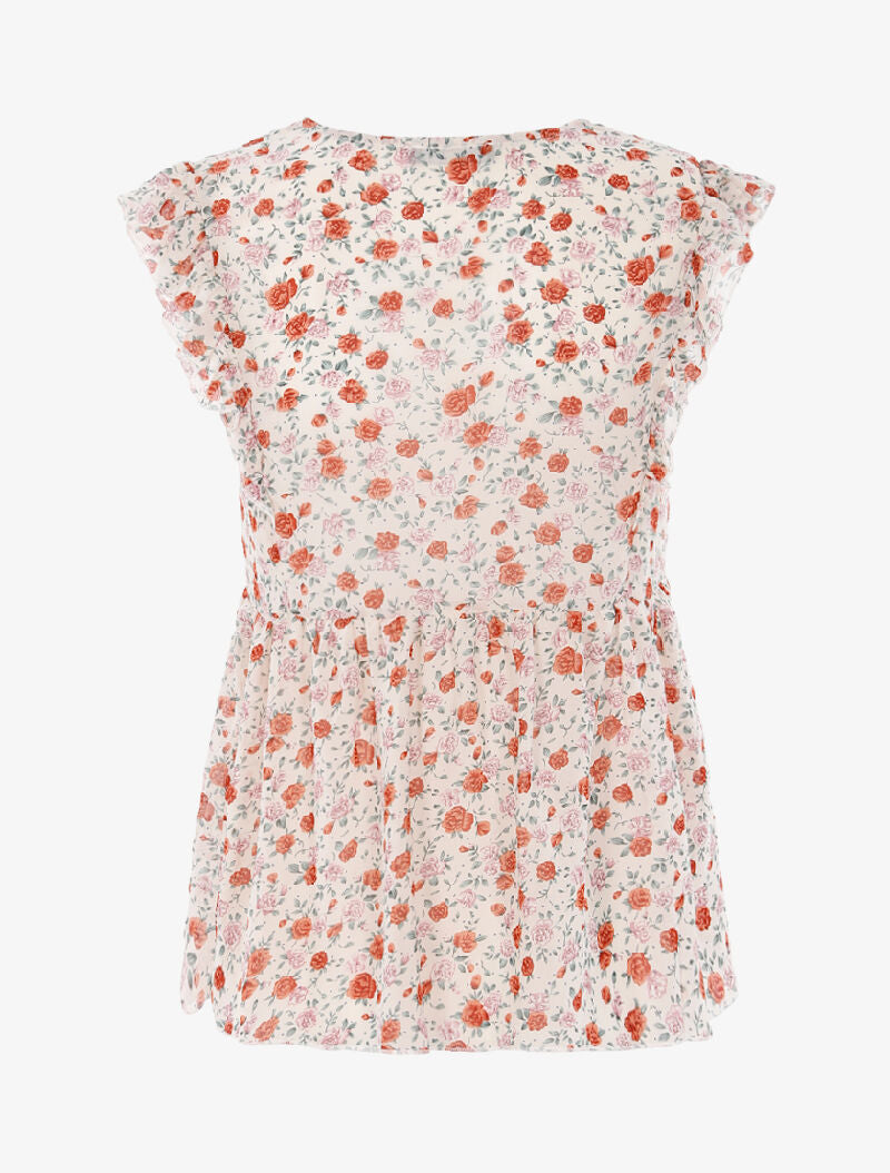 Top transparent fleuri - beige - 2