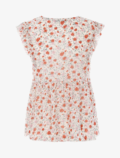 Top transparent fleuri - beige - 2