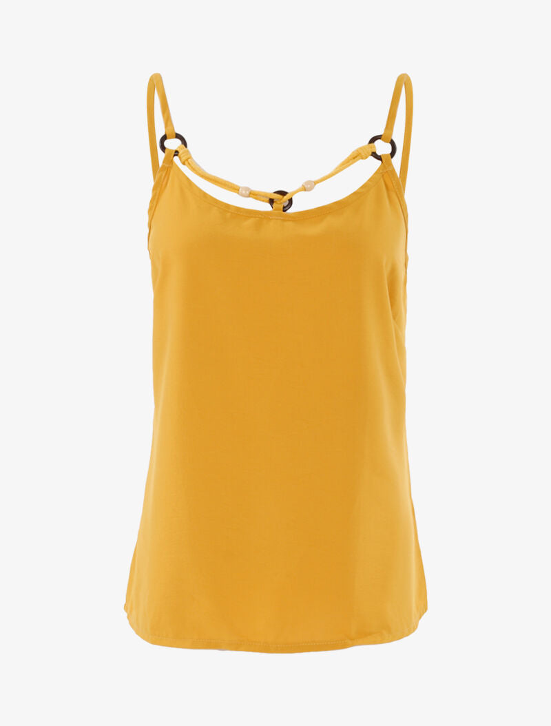 Top à encolure style cordon stylisé - jaune - 1