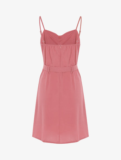 Robe à boutonnière et fronces - rose - 2