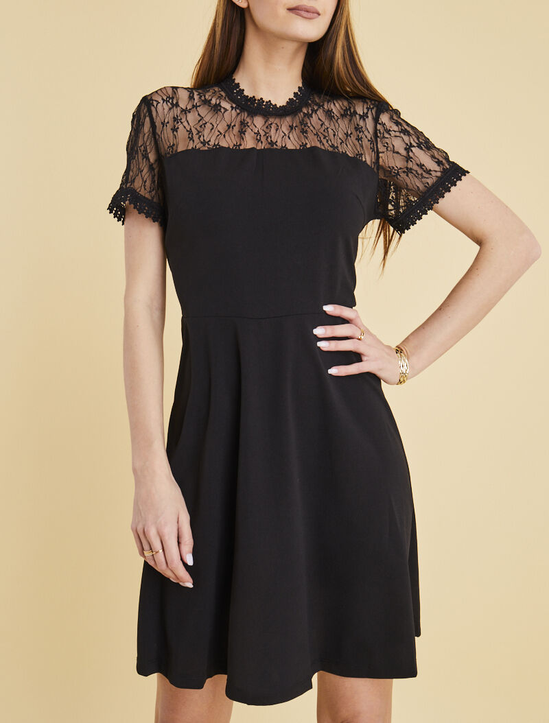 Robe à haut de poitrine ajouré - noir - 3