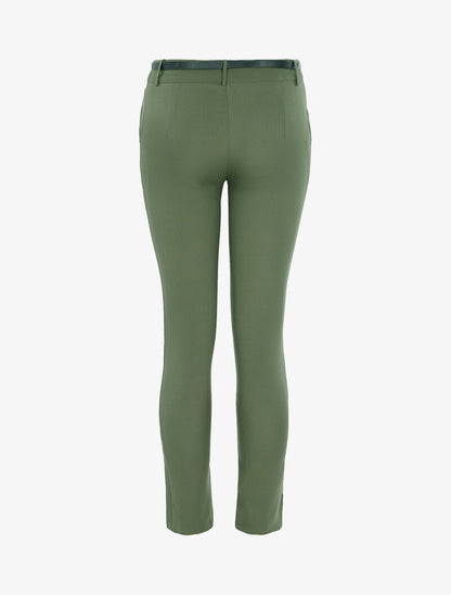 Pantalon uni ceinturé - kaki - 2