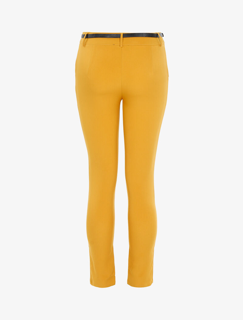 Pantalon uni ceinturé - jaune - 2