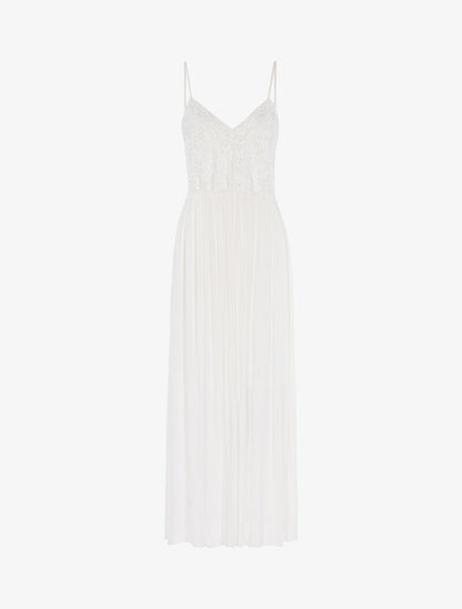 Robe longue à buste en crochet - blanc - 1