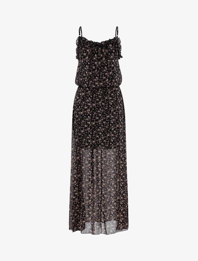 Robe longue à imprimé petites fleurs - noir - 2
