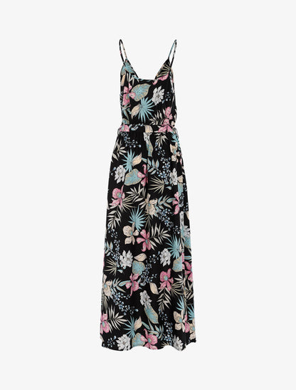 Robe fleurie à encolure cache-coeur - noir - 2