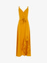 Robe longue à bord fendu volanté - jaune - 1