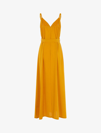 Robe longue à bord fendu volanté - jaune - 2