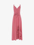 Robe longue à bord fendu volanté - rose - 1