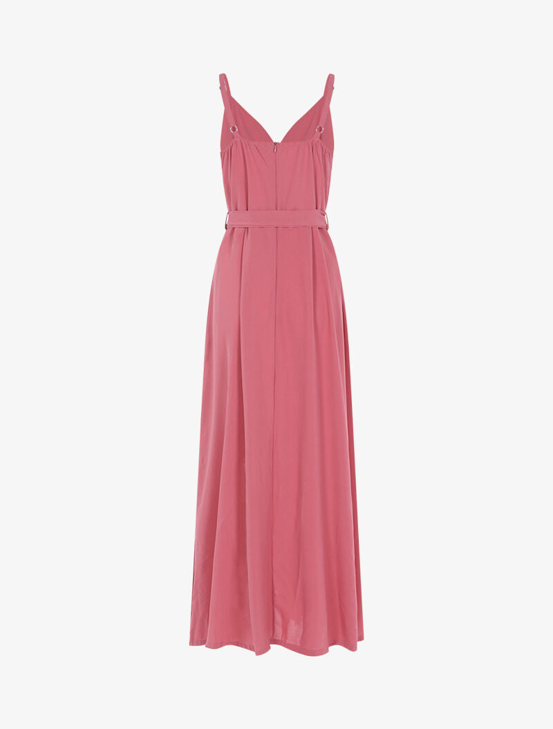 Robe longue à bord fendu volanté - rose - 2