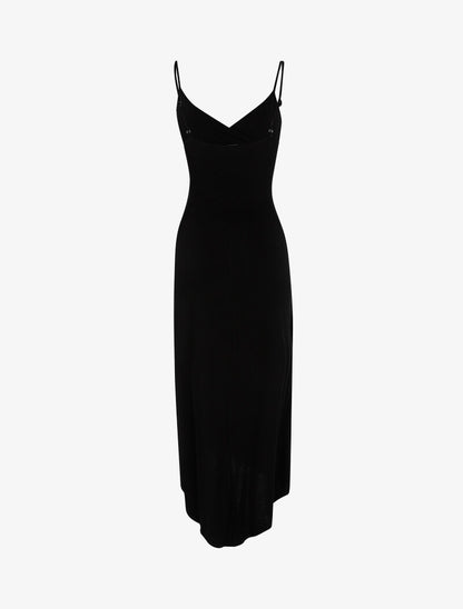 Robe fluide à bord asymétrique - noir - 2