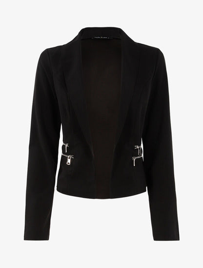 Veste ouverte à détails zippés - noir - 1