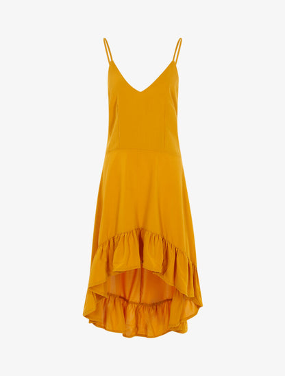Robe asymétrique volantée - jaune - 3