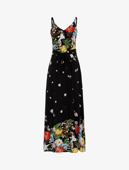 Robe longue à imprimé floral - noir - 6