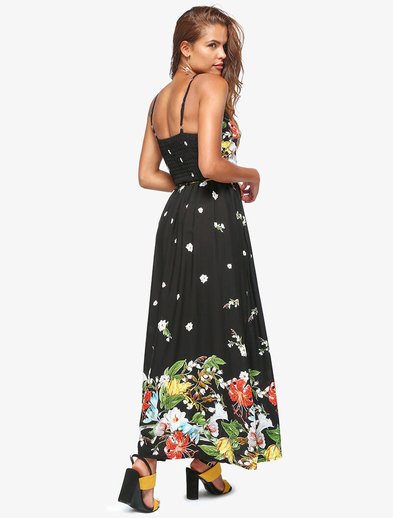 Robe longue à imprimé floral - noir - 4