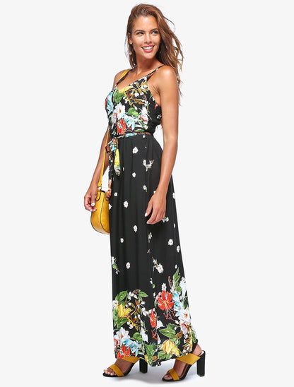 Robe longue à imprimé floral - noir - 5