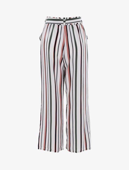 Pantalon fluide à rayures - blanc - 2