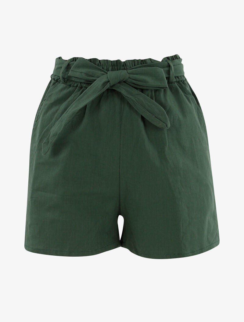 Short uni effet toile - kaki - 3
