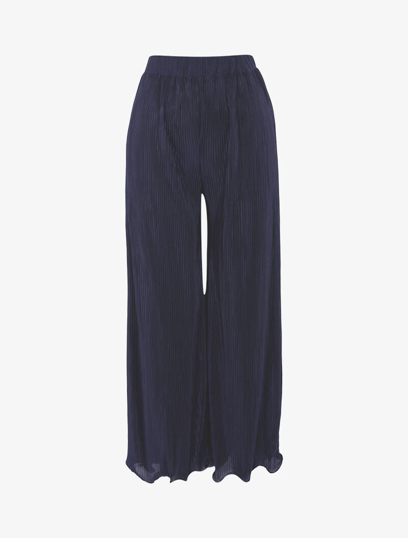 Pantalón 7/8 con efecto gofrado - marina