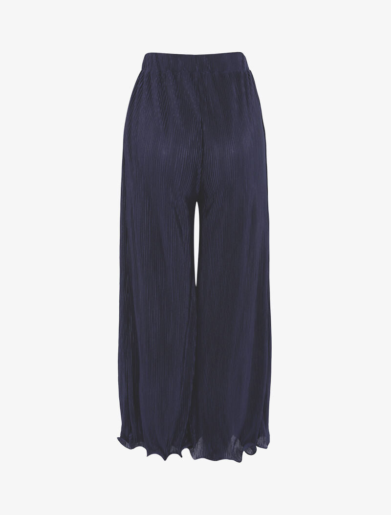 Pantalón 7/8 con efecto gofrado - marina