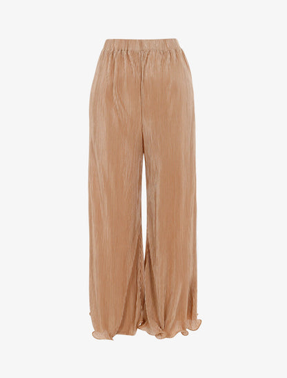 Pantalón 7/8 con efecto gofrado - beige
