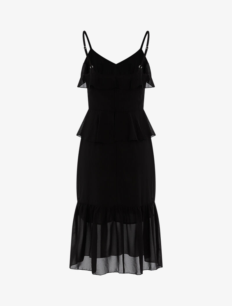 Robe en voile à volants - noir - 3