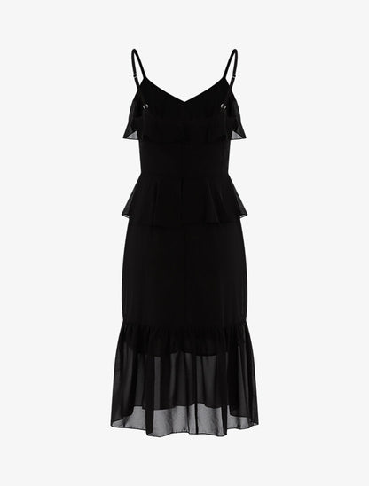 Robe en voile à volants - noir - 3