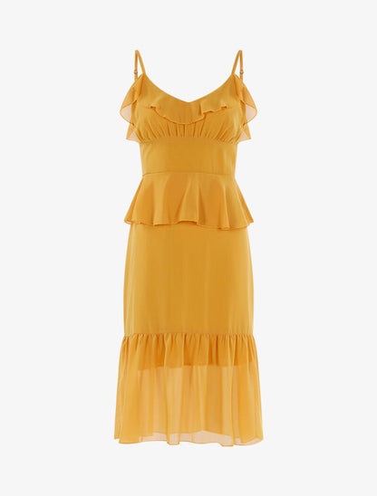 Robe en voile à volants - jaune - 3