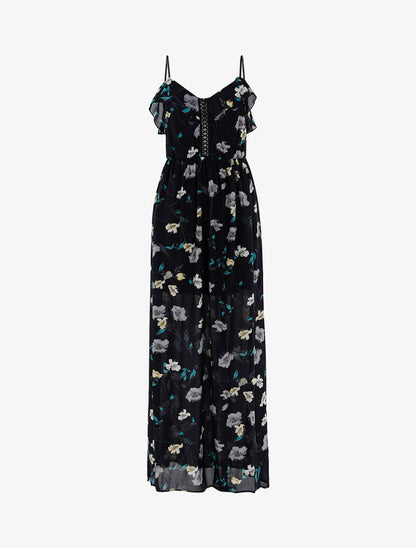 Robe longue à imprimé floral - marine - 3