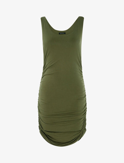 Robe moulante à côtés froncés - kaki - 1