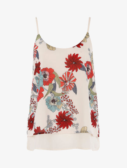 Top à imprimé fleurs graphiques - beige - 3