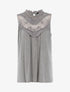 Top à décolleté en tulle et crochet - gris clair - 3