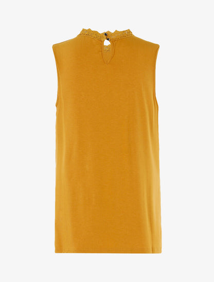 Top à décolleté en tulle et crochet - jaune - 2