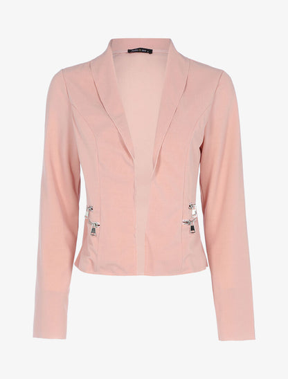 Veste ouverte à détails zippés - rose - 3