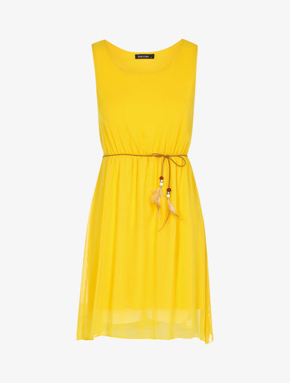 Robe fluide ceinturée - jaune - 1