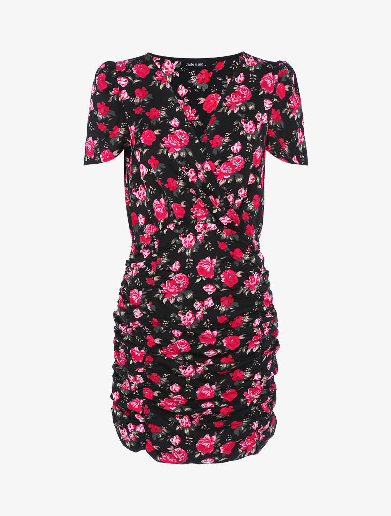 Robe moulante à imprimé floral - noir - 3