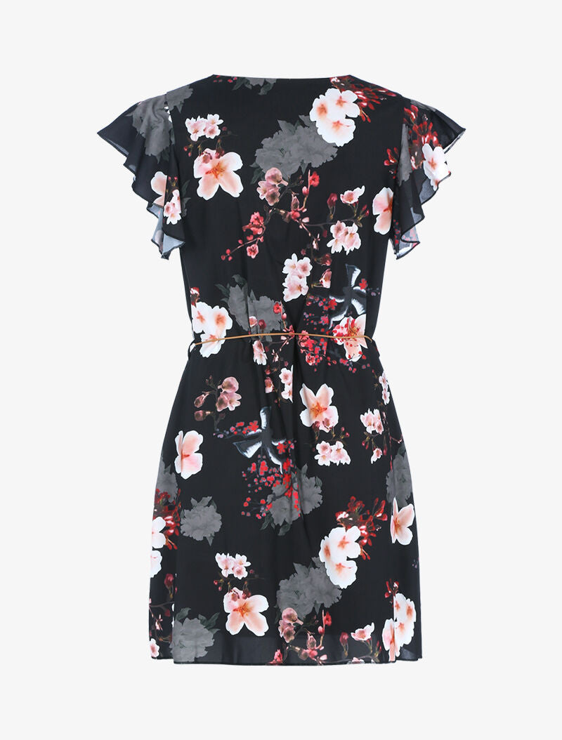 Robe trapèze à imprimé fleuri - noir - 2