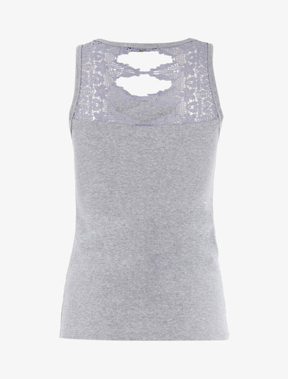 Débardeur strass en forme de poche - gris chiné - 2