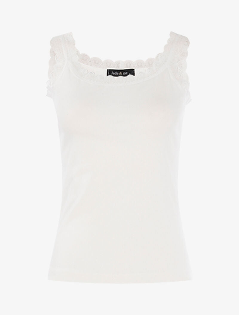 Débardeur à encolure carrée et dentelle - blanc - 3