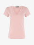 T-shirt chiné à bord dentelle - rose clair - 3