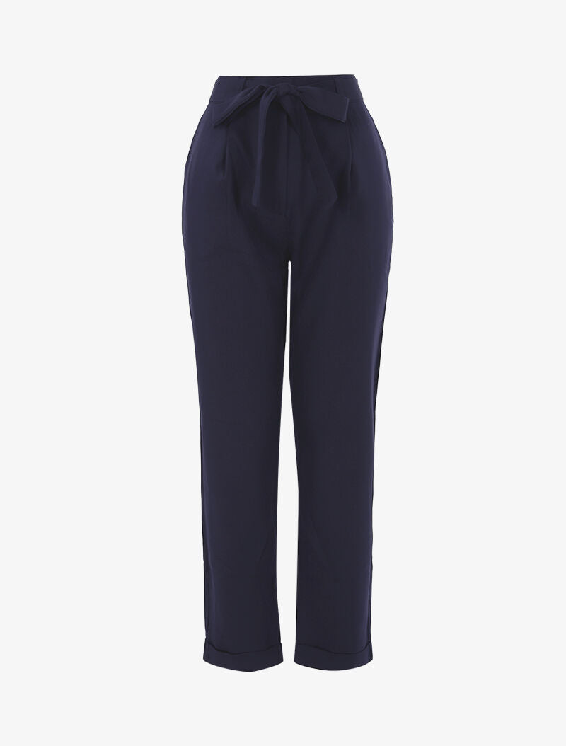 Pantalón 7/8 con efecto satinado - marina