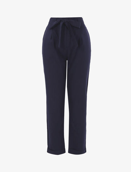 Pantalón 7/8 con efecto satinado - marina